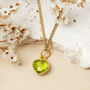 Gold Plated Heart Peridot Gemstone Necklace, thumbnail 2 of 7