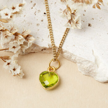 Gold Plated Heart Peridot Gemstone Necklace, 2 of 7