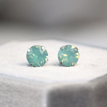 Sea Green Stud Earrings In Sterling Silver, 5 of 12