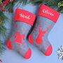 Personalised Grey Christmas Stocking With Reindeer, thumbnail 2 of 5