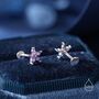 Sterling Silver Purple Amethyst Cz Flower Flat Back Earrings, thumbnail 2 of 8