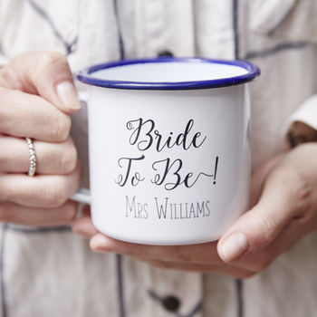 'Bride To Be' Enamel Personalised Mug, 2 of 2