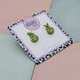 Green Pear Glitter Stud Earrings, thumbnail 2 of 4