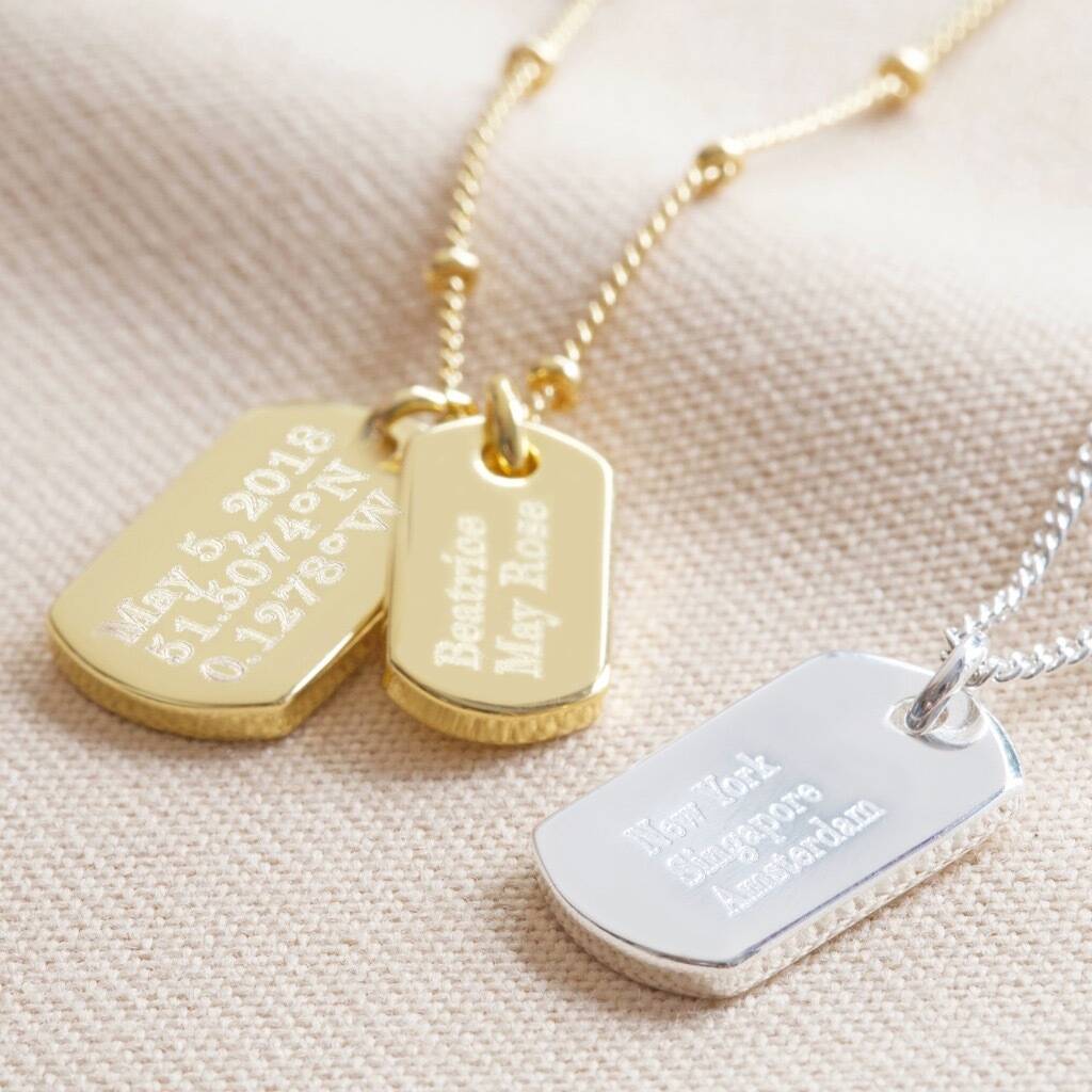 Personalised Initials Dog Tag Charm Necklace By Lisa Angel ...