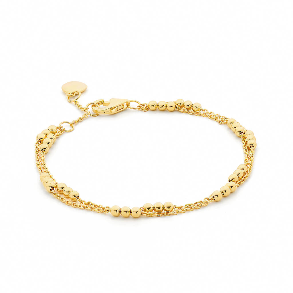 18ct Gold Plated Double Strand Beaded Bracelet By Katie Belle