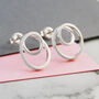 Double Curl Round Silver Stud Earrings, thumbnail 2 of 4