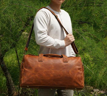 Genuine Leather Holdall Duffel Weekender, 2 of 12