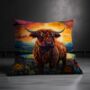 Highland Cow Hand Made Poly Linen Cushions, thumbnail 7 of 9