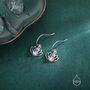 Sterling Silver Lotus Flower Drop Hook Earrings With Lab Moonstone, thumbnail 7 of 11