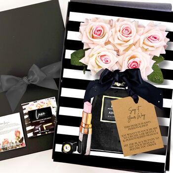 Personalised Perfumed 80th Luxury Birthday Card For Her With Five Everlasting Blush Roses, 11 of 11