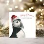 Puffin Red Hat Christmas Card, thumbnail 1 of 4