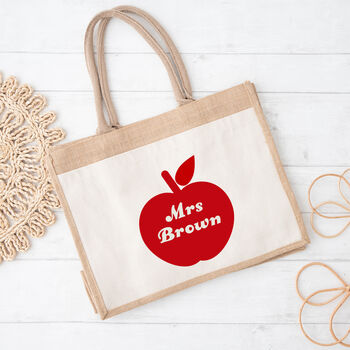 Personalised Red Apple Teacher Bag, 2 of 3