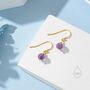 Natural Amethyst Bead Hook Earrings In Sterling Silver, thumbnail 4 of 12