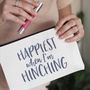 Happiest When I'm Hinching Linen Make Up Pouch, thumbnail 2 of 4