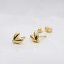18k Gold Plated Brass Love Heart Studs, thumbnail 2 of 6