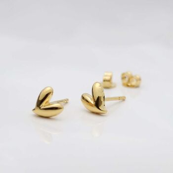 18k Gold Plated Brass Love Heart Studs, 2 of 6