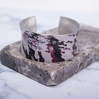 Modern Abstract Texture Patterned Cuff Bracelet Bangle, 4 of 4