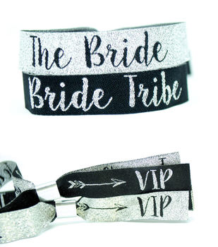 Bride Tribe Silver/Black Hen Party Wristband Favours, 7 of 12