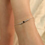 925 Silver Black Silver Ball Thin Dangle Payal Anklet, thumbnail 2 of 7