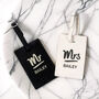 Mr And Mrs Black And Cream Luggage Tag Set, thumbnail 2 of 3