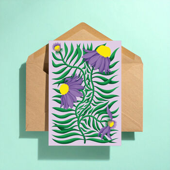 Floral Purple Echinacea Greeting Card, 3 of 3