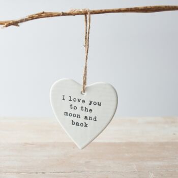 To The Moon And Back Mother's Day Hanging Ceramic Heart, 2 of 3