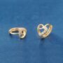 Gold Open Heart Huggie Hoops, Heart Cz Hoops, Minimalistic Hoops, thumbnail 3 of 7