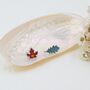 Sterling Silver Mismatched Enamel Maple Leaf And Oak Leaf Stud Earrings, thumbnail 5 of 12