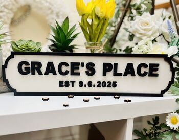 Personalised New Home Gift Wooden Double Roadsign, 3 of 12