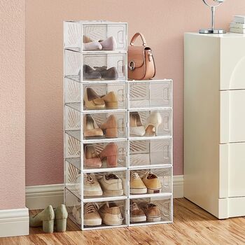 Set Of Clear Shoe Boxes Shoe Storage Organisers Rack, 4 of 12