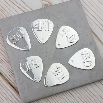 Personalised Silver 40th Birthday Plectrum, 4 of 8