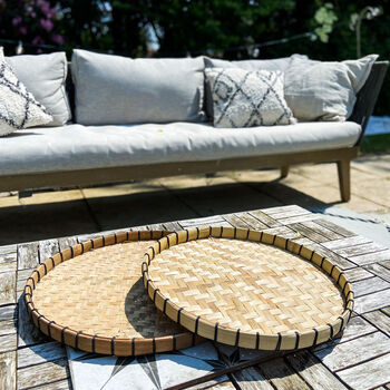 Natural Woven Tray With Black Edging Two Sizes, 4 of 9