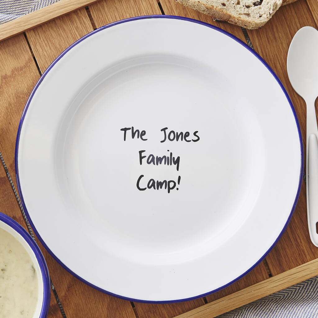 Personalised Family Camp Enamel Plate, 1 of 3