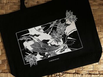 'Flow' Screen Printed Japanese Koi Fish Tote Bag, 2 of 5