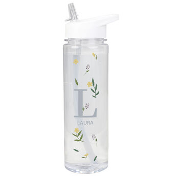 Personalised Floral Initial Water Drinks Bottle, 4 of 5