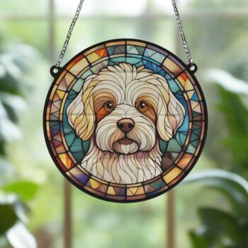 Bichon Frise Stained Glass Effect Suncatcher, 5 of 6