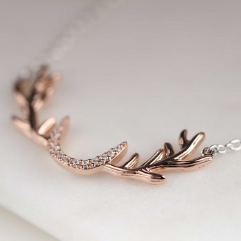 Sterling Silver Stag Antler Necklace, 4 of 6