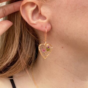 Gothic Heart Earrings With Real Flowers, 11 of 12