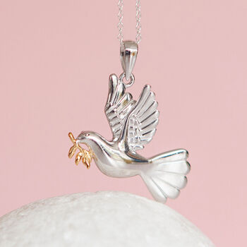 Personalised Sterling Silver Dove Of Peace Necklace, 3 of 11