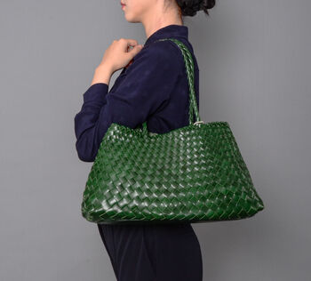 Woven Leather Shoulder Beach Bag, 3 of 12