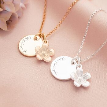 Flower And Disc Message Necklace Flower Girl Gift Set, 2 of 11