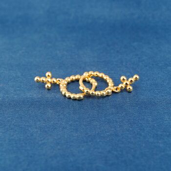 Gold Beaded Cross Hoop Earrings, 6 of 7