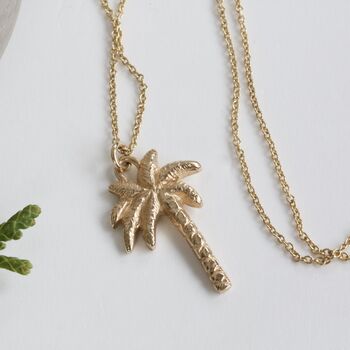 Palm Tree Necklace, Solid Gold Necklace, 2 of 6