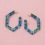 Camille Resin Hexagon Hoops In Green / Blue, thumbnail 1 of 3