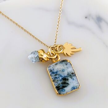 'The Trio' K2 And Aquamarine Gold Plated Necklace, 3 of 9