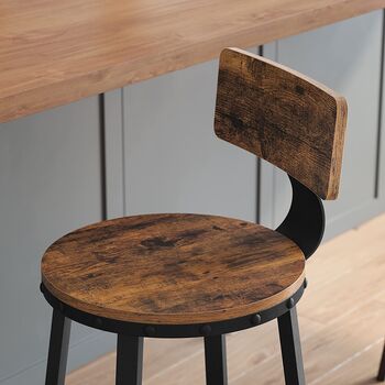 Set Of Two Industrial Brown Bar Stools With Backrests, 3 of 7