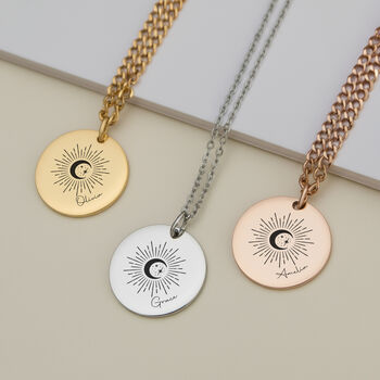 Celestial Name Necklace Sun, Moon And Stars, 4 of 8