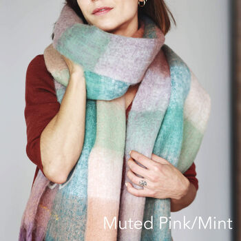 Colour Block Chunky Squares Check Blanket Scarf, 2 of 11