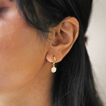 Celestial Bee Charm Huggie Earrings In Gold Plating, 10 of 11