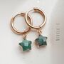 Emerald May Birthstone Star Hoop Earrings, thumbnail 2 of 10